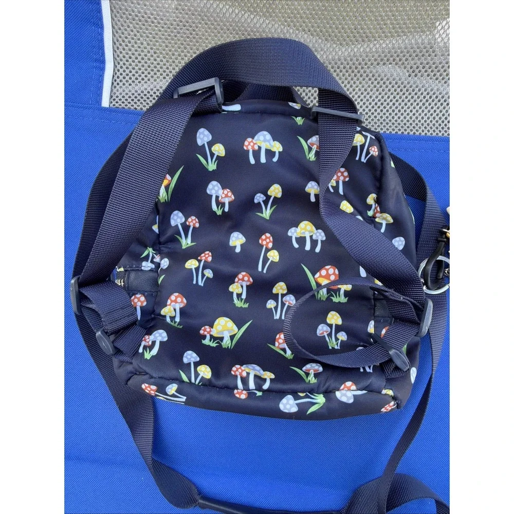 Mushroom Small Navy Colorful All Over Print Backpack With Adjustable Straps Mini